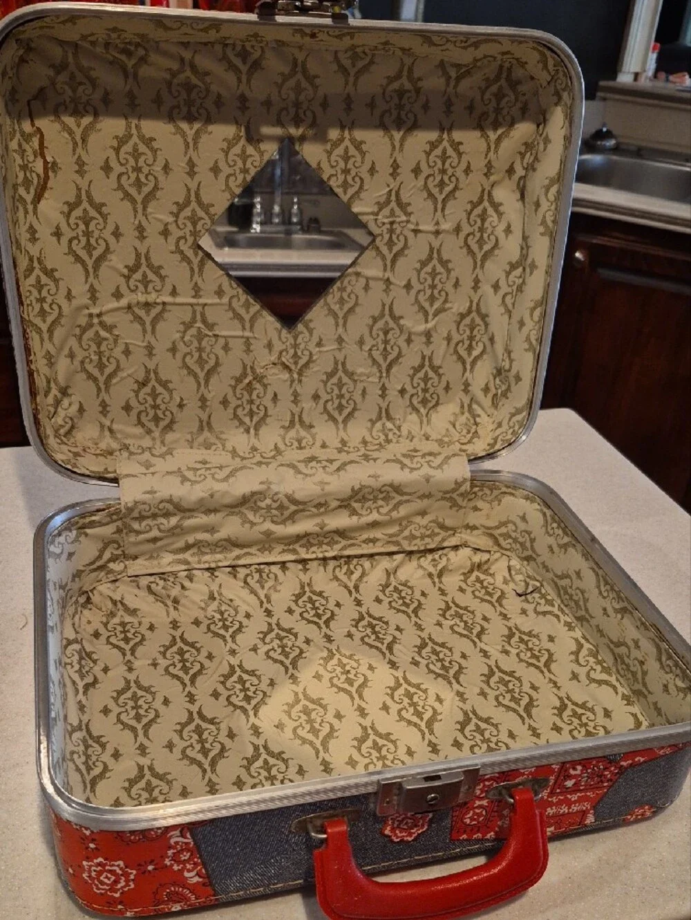 Red Bandana Patchwork Travel Train Case